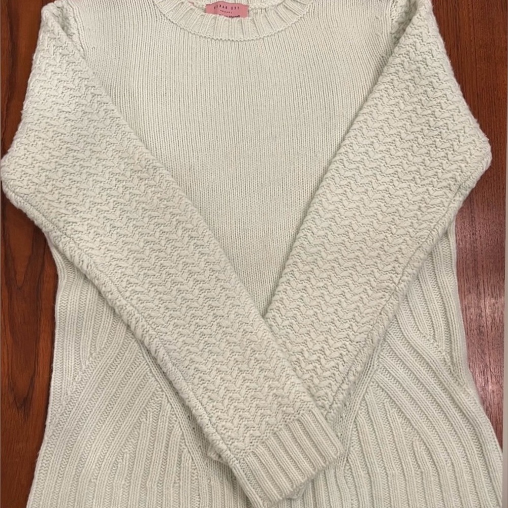 Ted Baker London Cream Cable Knit Scoop Neck Sweater